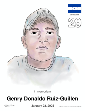 digital portrait of Genry Ruiz Guillén death 2025/01/23 29 years old 8-1/2"x11" letter Color