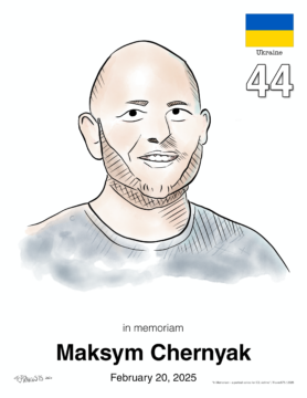 digital portrait of Maksym Chernyak death 2025/02/20 44 years old 8-1/2"x11" letter color