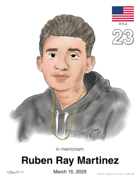 digital portrait of Ruben Ray Martinez death 2025/03/15 23 years old 8-1/2"x11" letter color