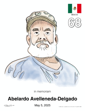 digital portrait of Abelardo "Lalo" Avelleneda-Delgado death 2025/05/05 68 years old 8-1/2"x11" letter color